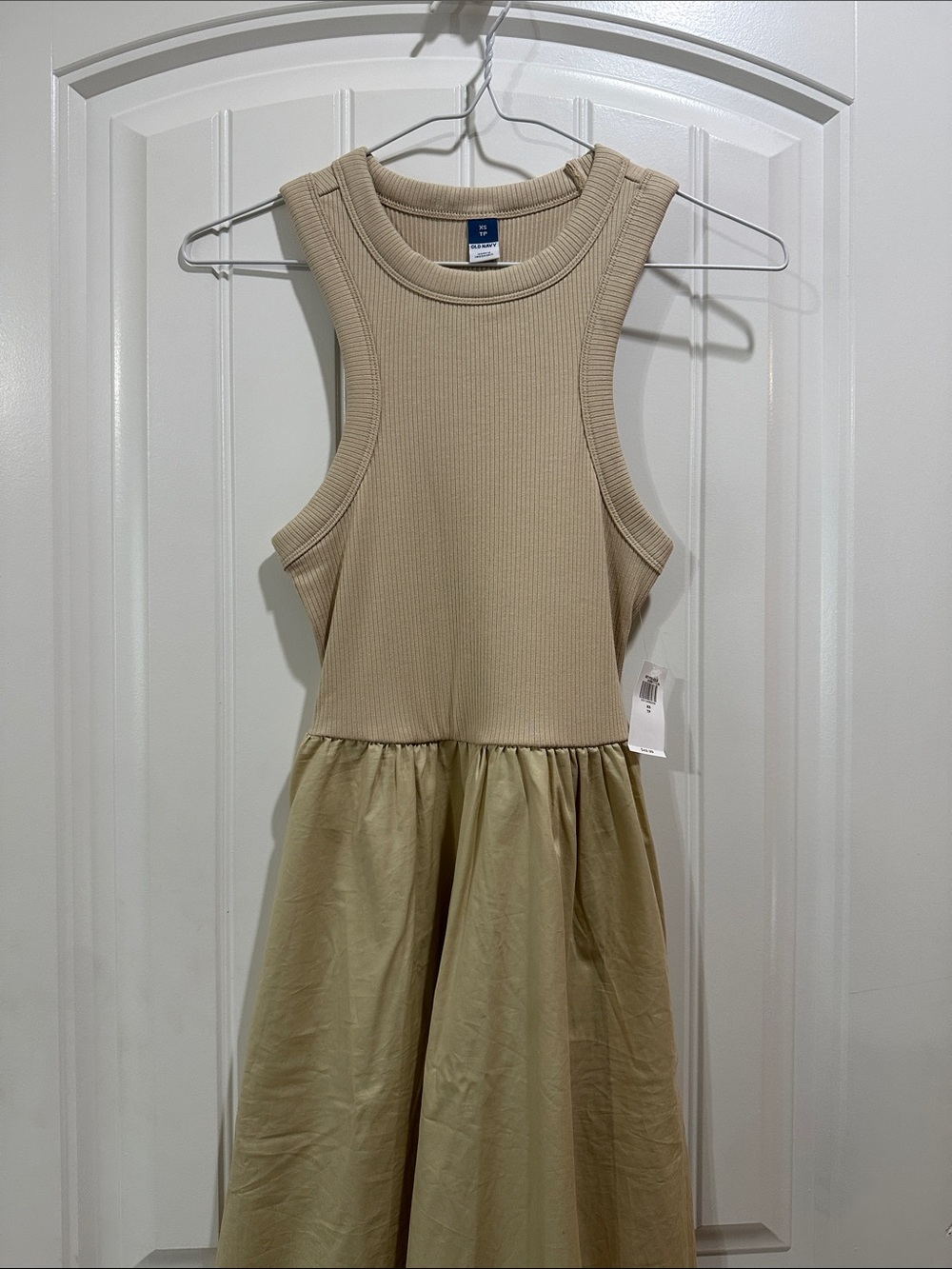 Beige Ribbed Tank Top & Skirt Dress